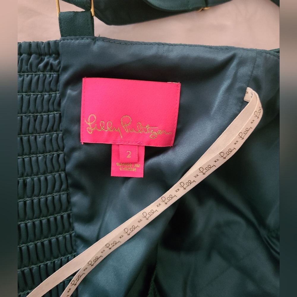 Lilly Pulitzer Kavia Bow Front Straight Leg Jumpsuit Hosta Green Size 2 - Picture 7 of 14